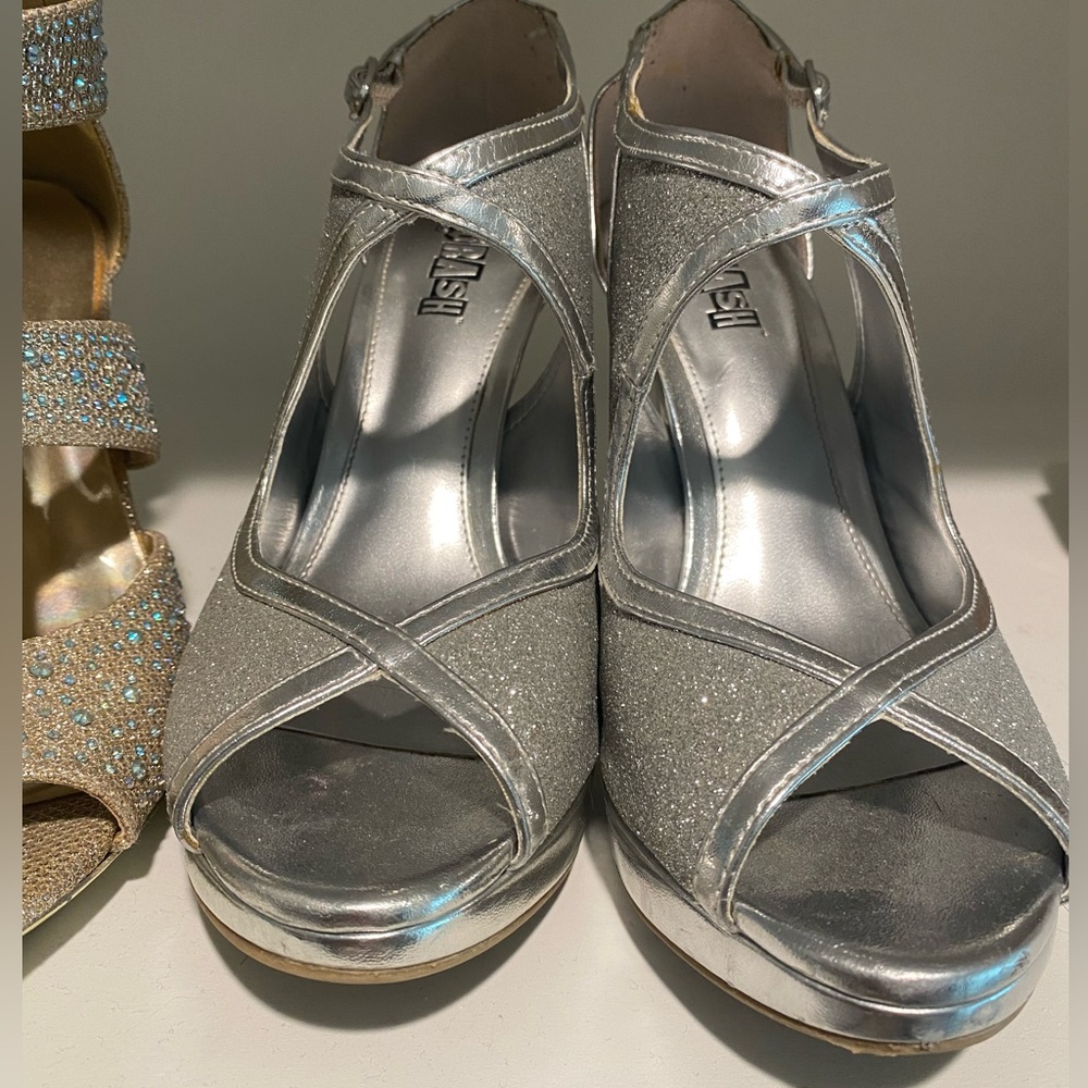 silver hoco/ prom heels